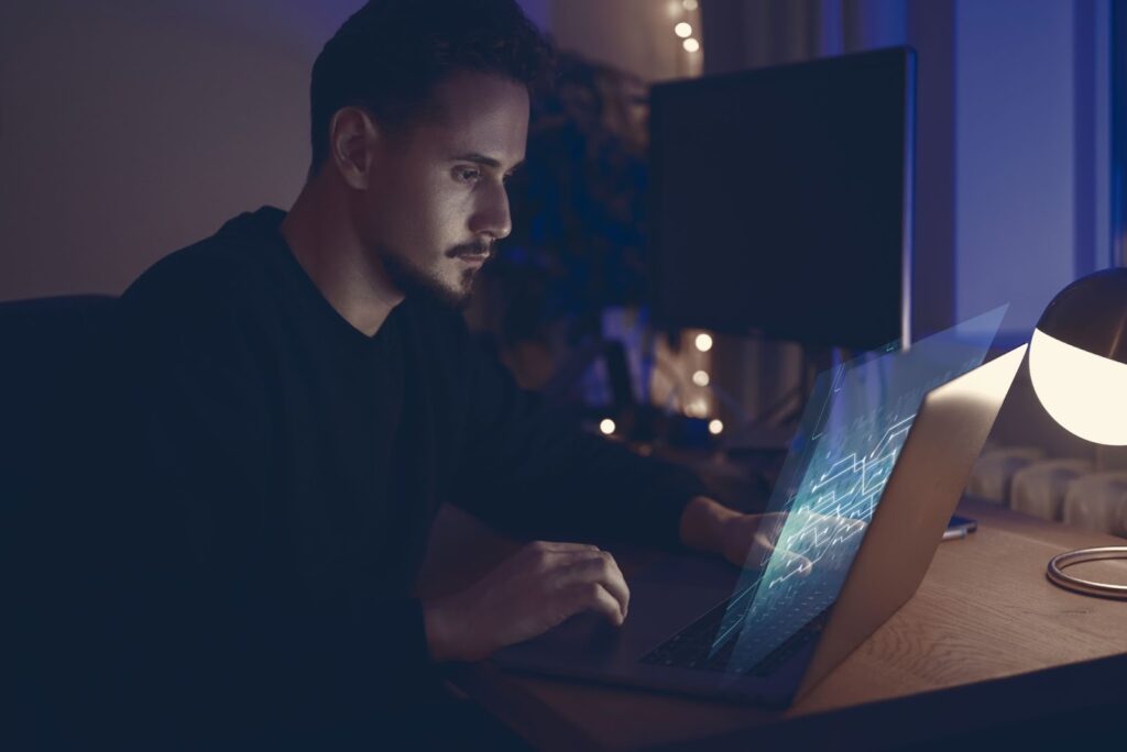 a man working on computer